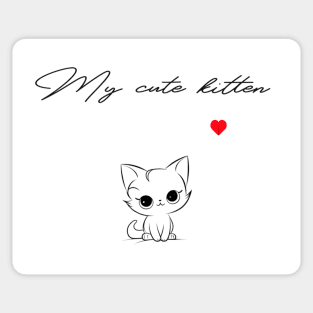 My cute kitten, red heart Sticker